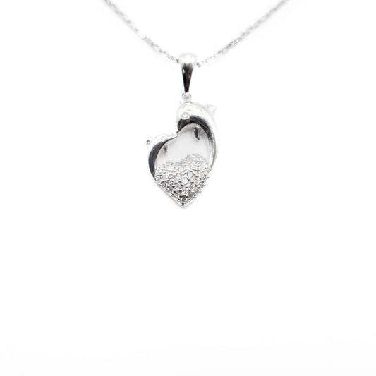 Silver Dolphin Heart Necklace