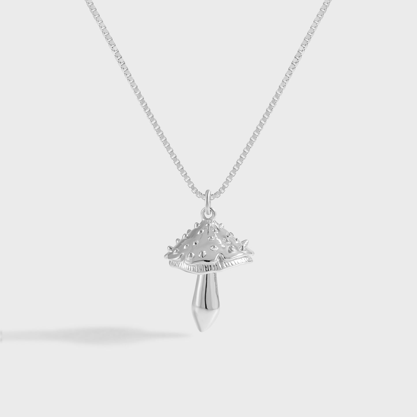 Modern Double Layers Irregular Border Rivet Mushroom 925 Sterling Silver Necklace