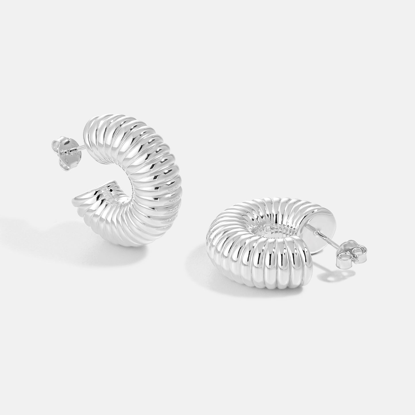 Fashion Letter C Shape Spring 925 Sterling Silver Stud Earrings