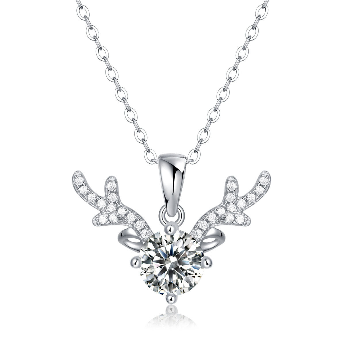 Bridesmaid Moissanite CZ Angle Deer 925 Sterling Silver Necklace