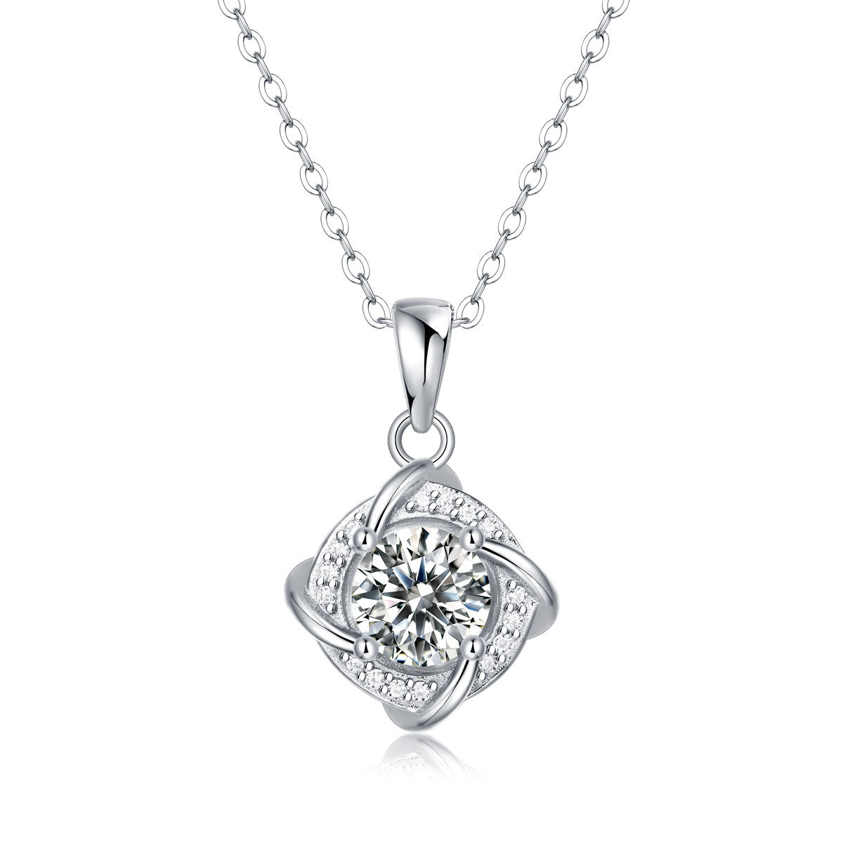 Elegant Moissanite CZ Rhombus 925 Sterling Silver Necklace