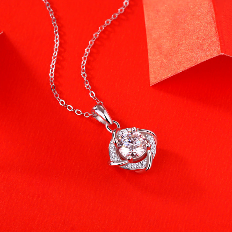 Elegant Moissanite CZ Rhombus 925 Sterling Silver Necklace