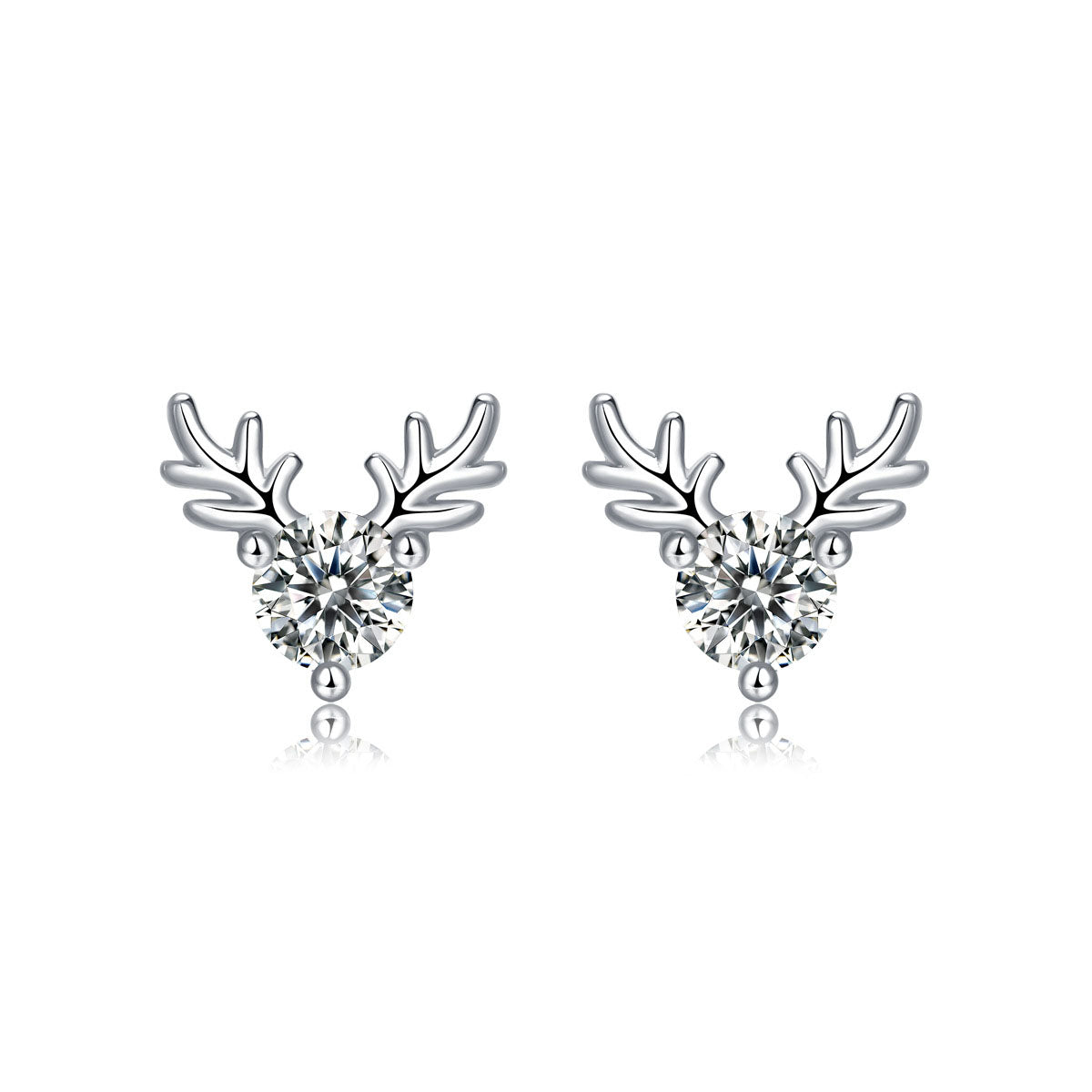 Graduation Moissanite CZ Deers 925 Sterling Silver Stud Earrings