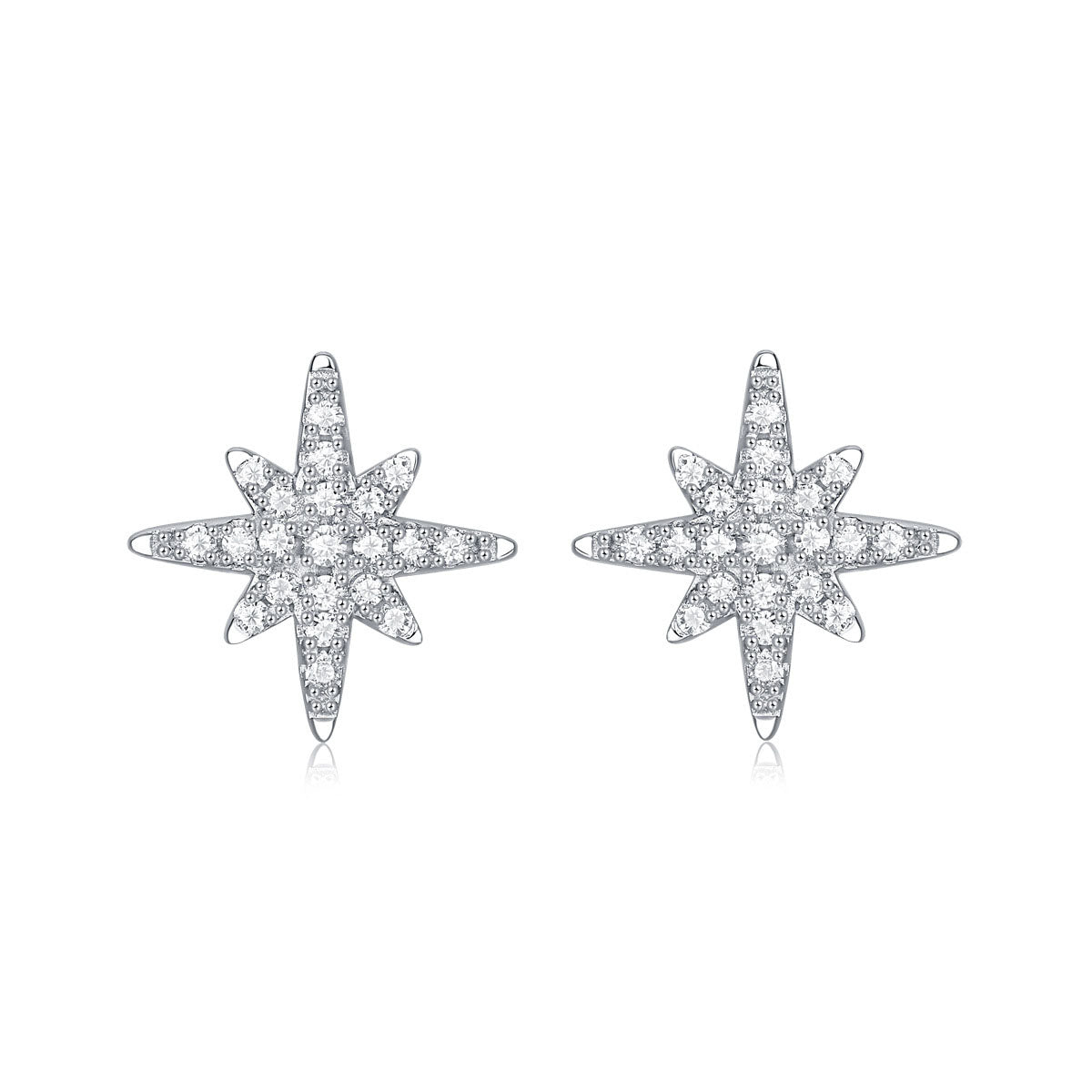 Girl  Shining Moissanite CZ Meteor Star 925 Sterling Silver Stud Earrings