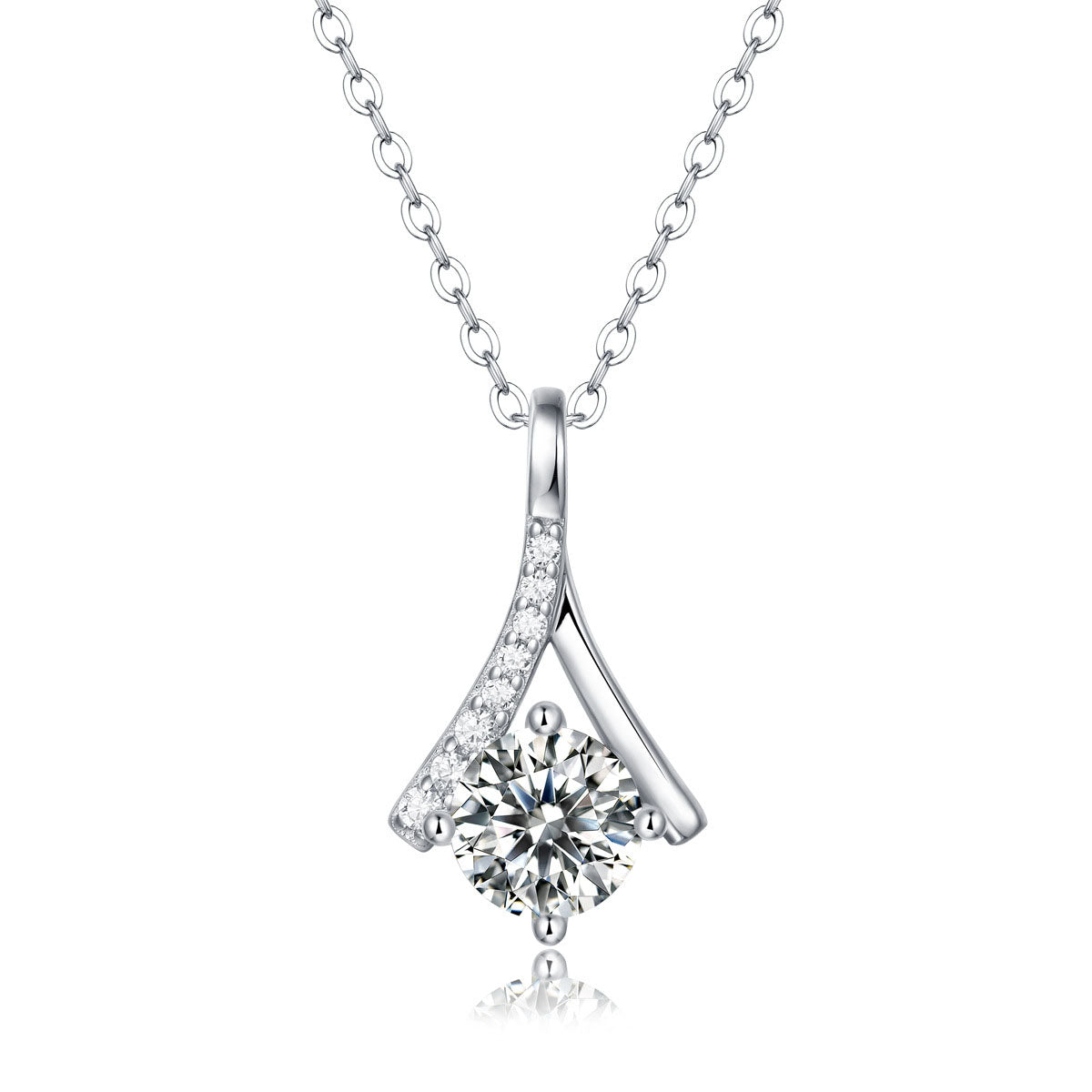 Party Moissanite CZ V Letter 925 Sterling Silver Necklace