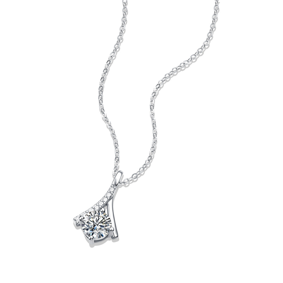 Party Moissanite CZ V Letter 925 Sterling Silver Necklace