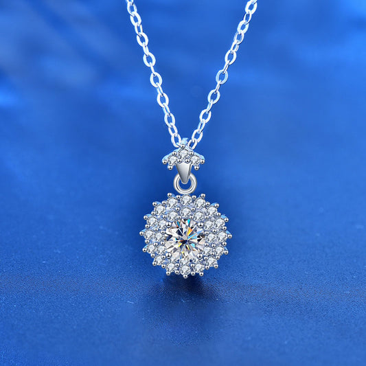 Holiday Moissanite CZ Sunshines 925 Sterling Silver Necklace