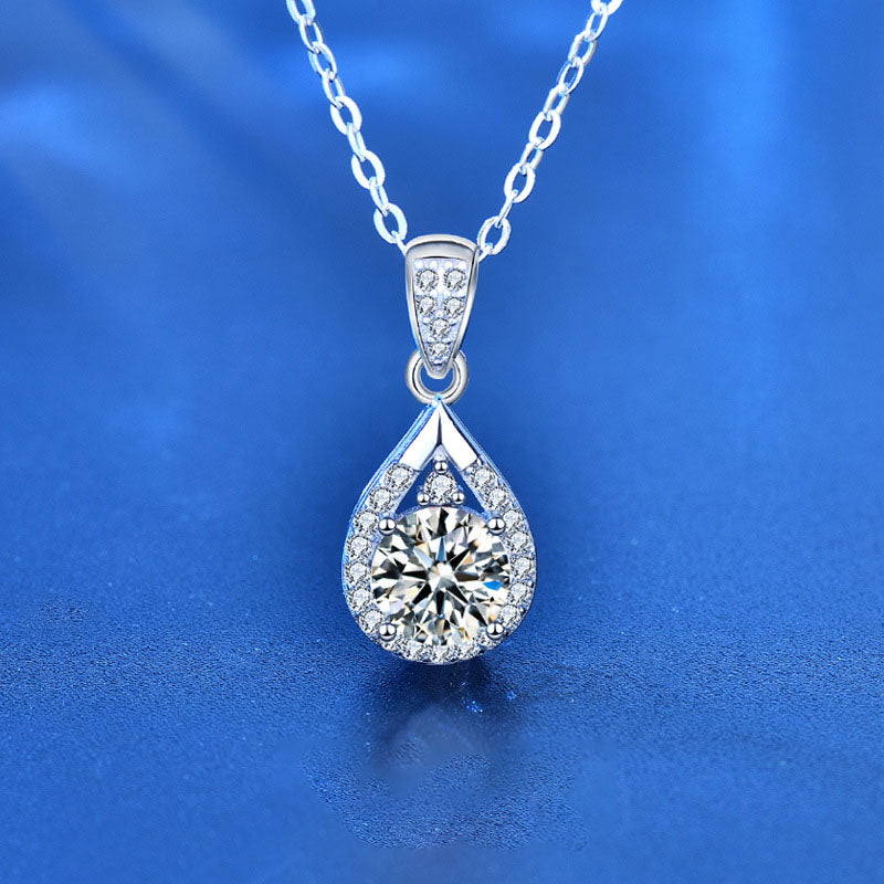 Holiday Waterdrop Moissanite CZ 925 Sterling Silver Necklace