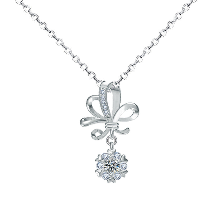 Beautiful Moissanite CZ Wedding Bouquet Flower 925 Sterling Silver Necklace