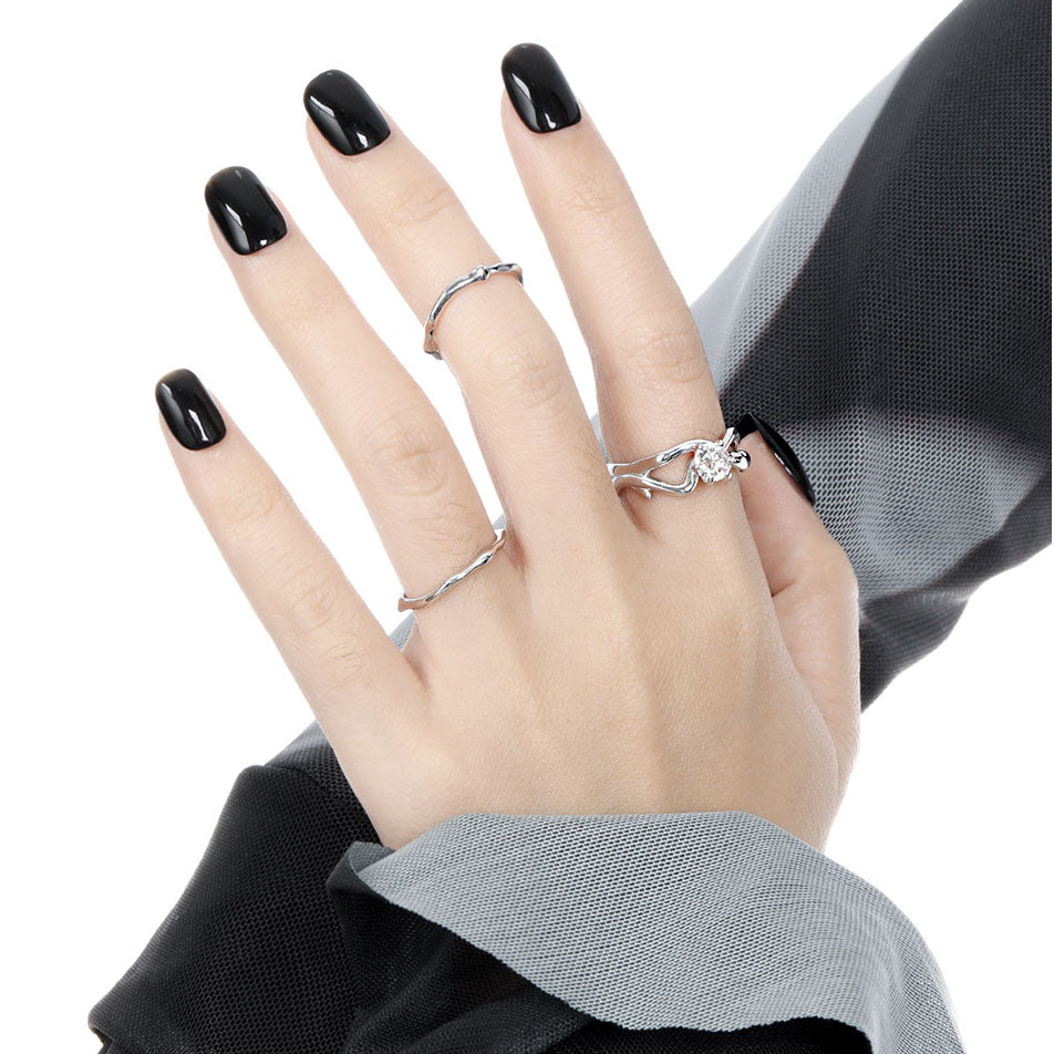 Minimalism Irregular Shape 925 Sterling Silver Fine Circle Stacker Ring