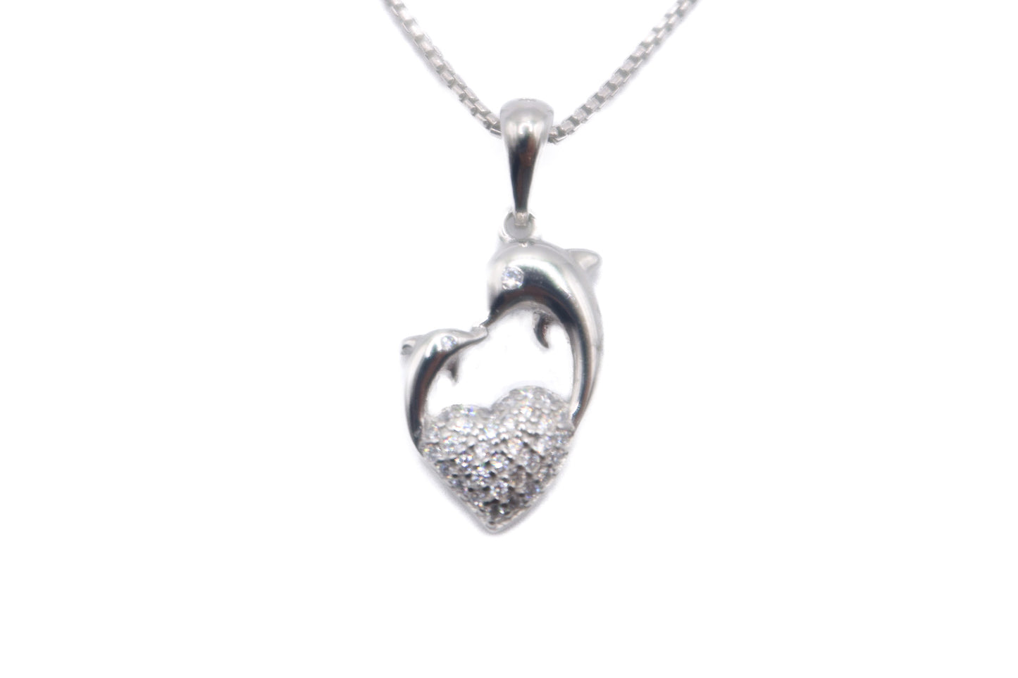 Silver Dolphin Heart Necklace