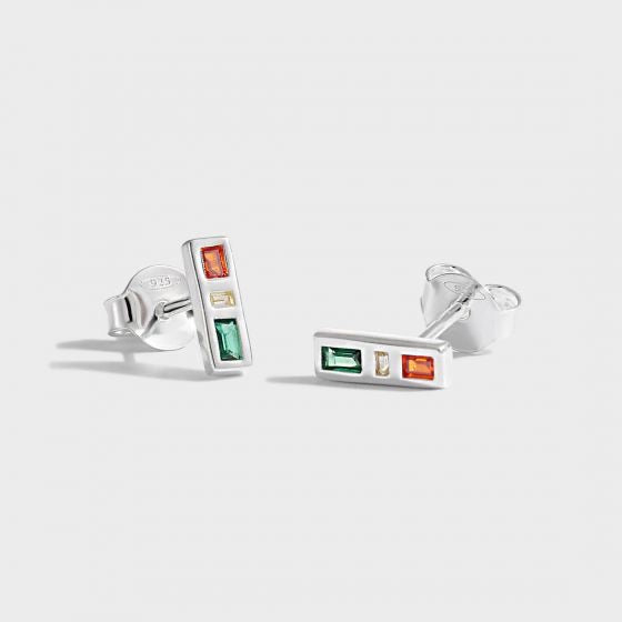 New Green Red Yellow CZ Traffic Light  925 Sterling Silver Stud Earrings