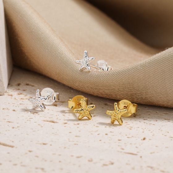 Cute Mini Beads Star 925 Sterling Silver Stud Earrings