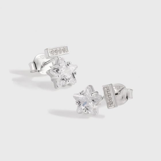 Cute Mini CZ Shining Star 925 Sterling Silver Stud Earrings