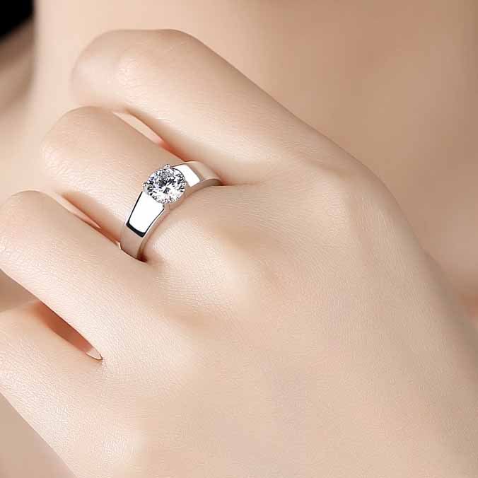 Men's Four Claw CZ/Moissanite 925 Sterling Silver Ring