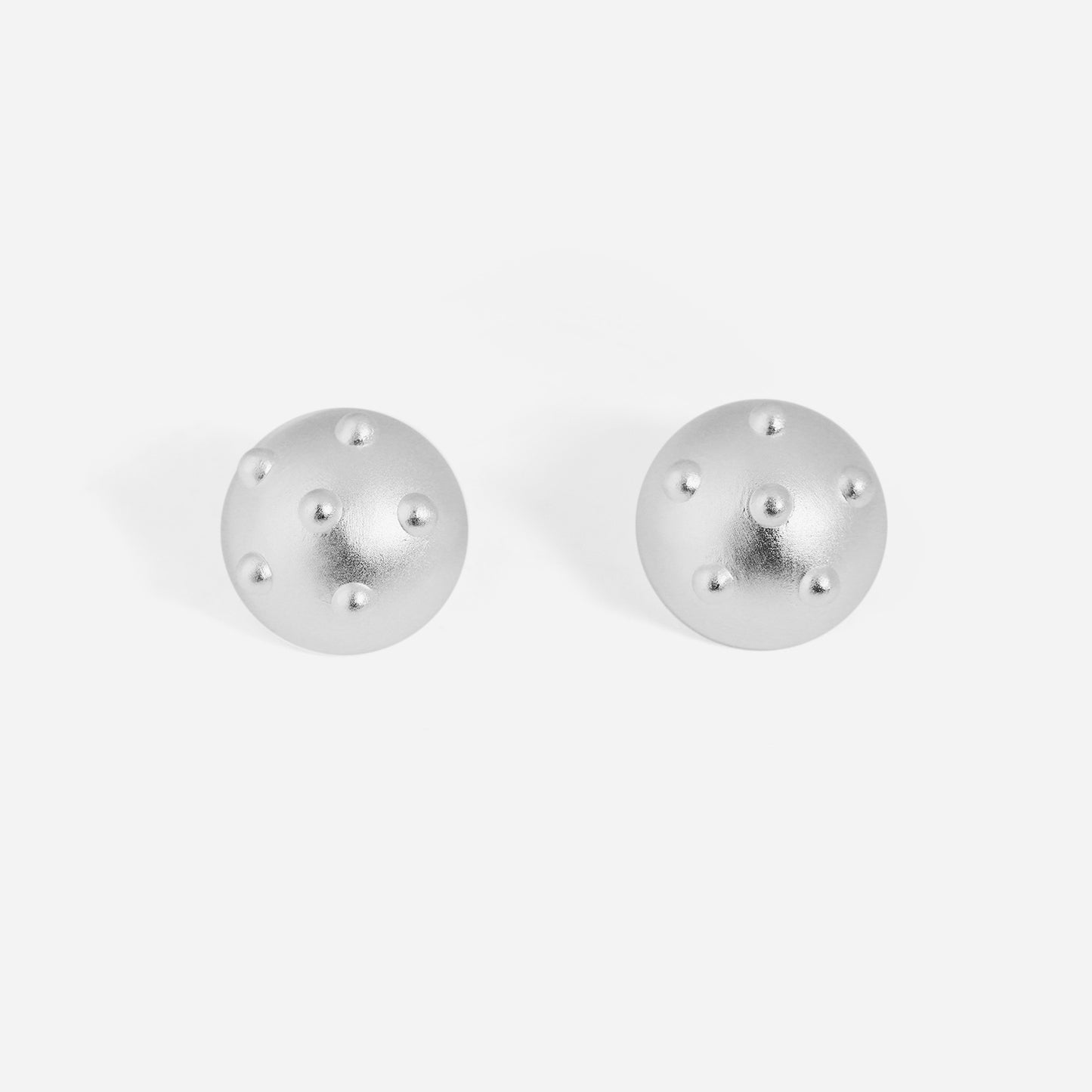 Chunky Jewelry Electroforming Lady's Modern Geometry Round Ball With Rivet S999 Sterling Silver Huge Stud Earrings(Pre-Sale)