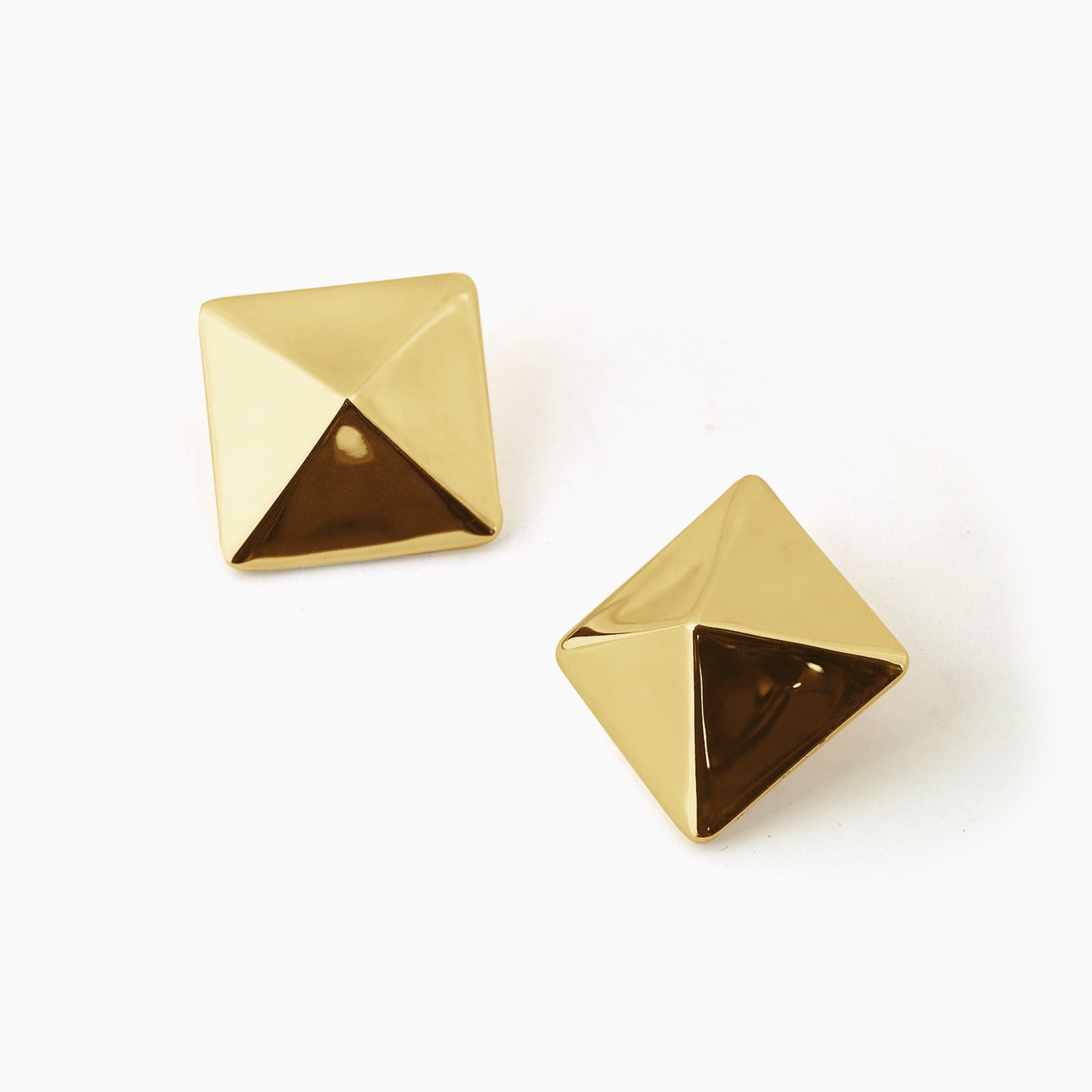 Fine Jewelry Electroforming Women Hypoallergenic S999 Sterling Silver Geometric Gold Silver Tone Origami Pyramid Earrings(Pre-Sale)